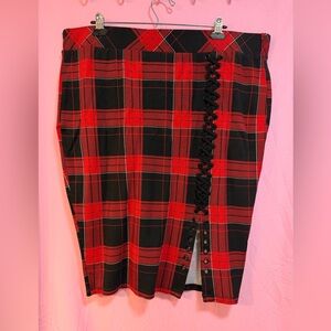 Torrid Red and Black Plaid Pencil Skirt 42” waist